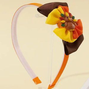 Thanksgiving Turkey Headband with Bow Autumn Fall Head Band Hair